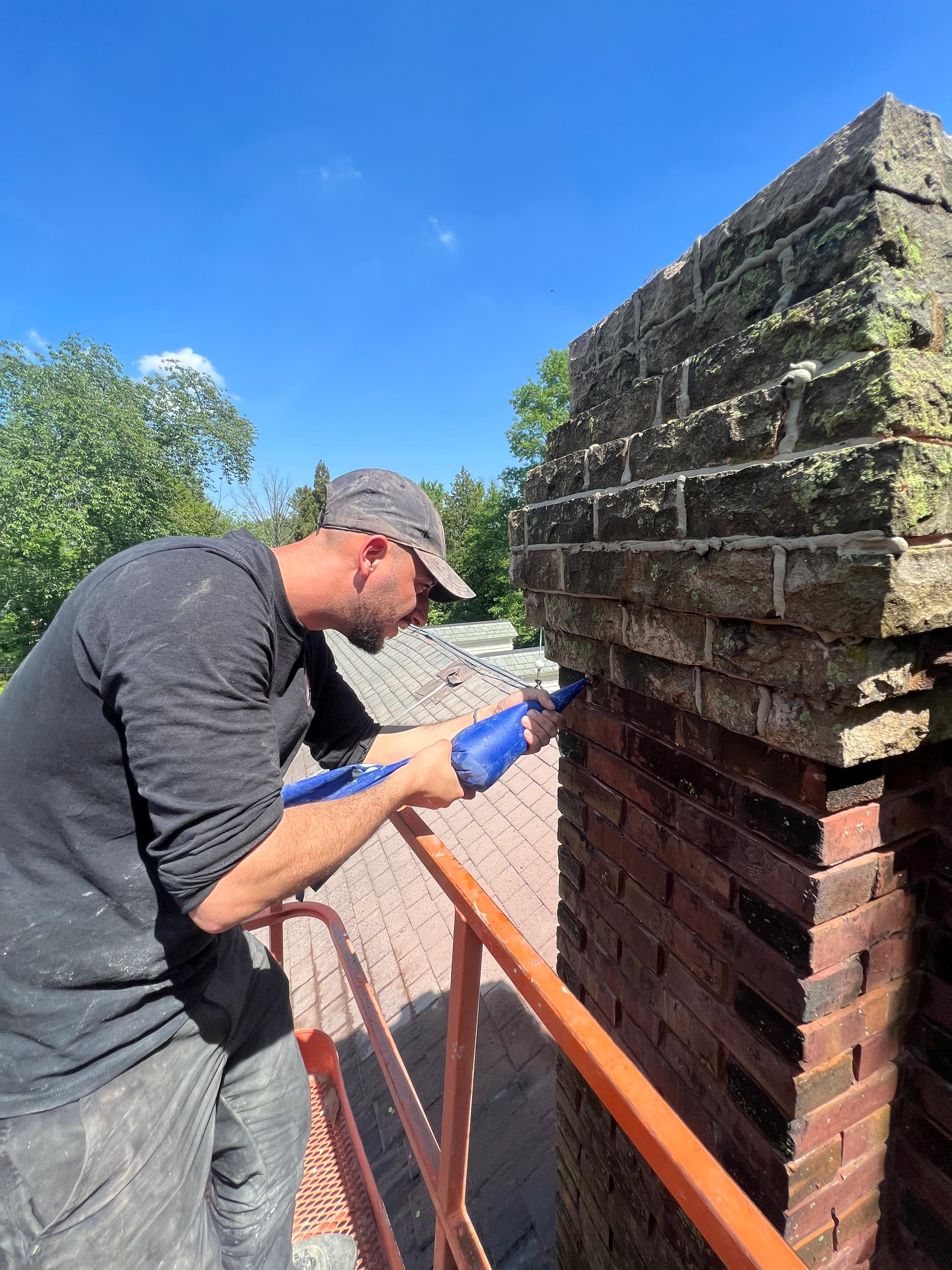 Chimney repointing in progress
