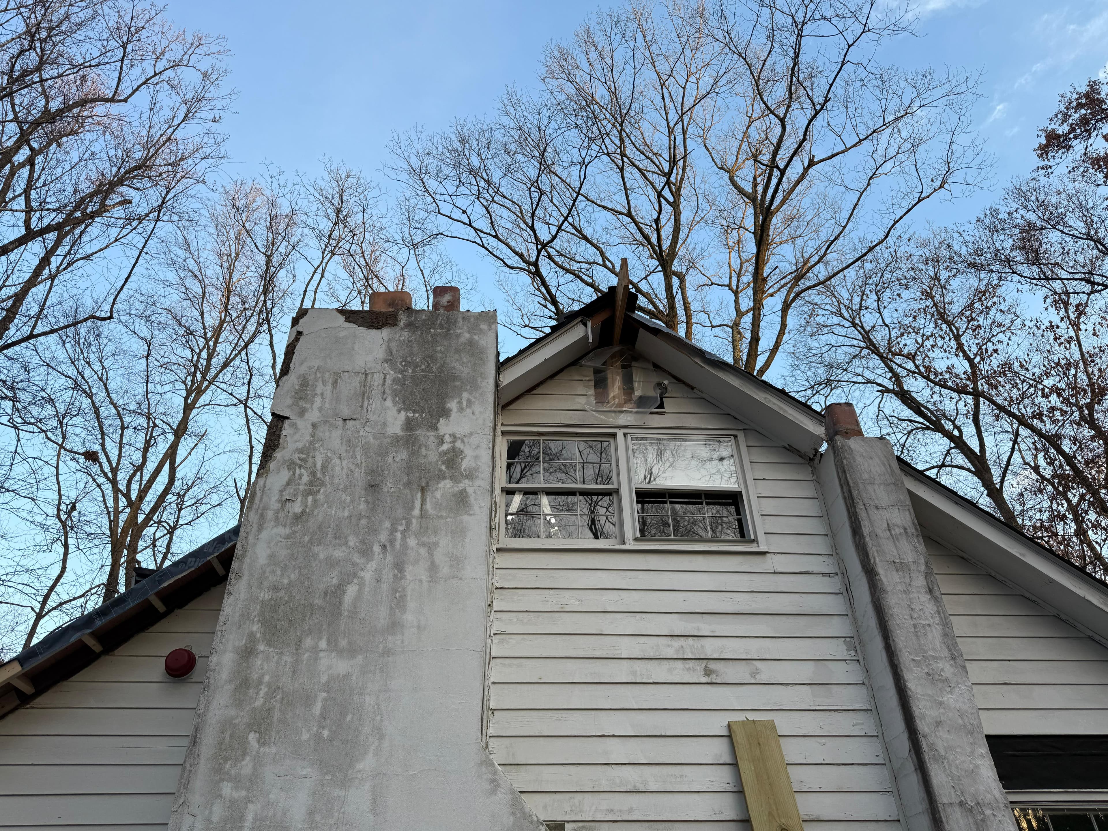 Damaged chimney before rebuild