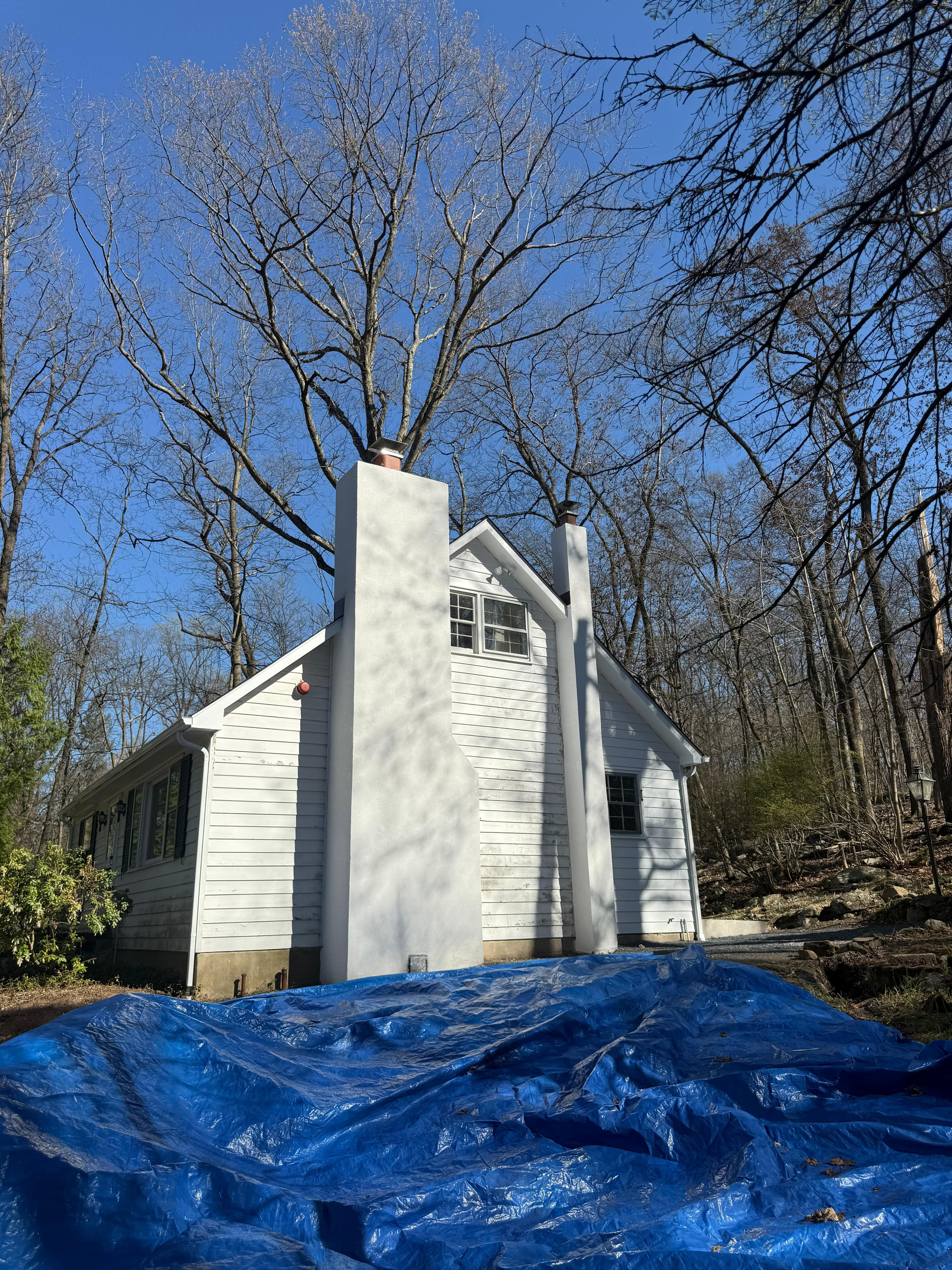 Fully restored brick chimney on a New Jersey home