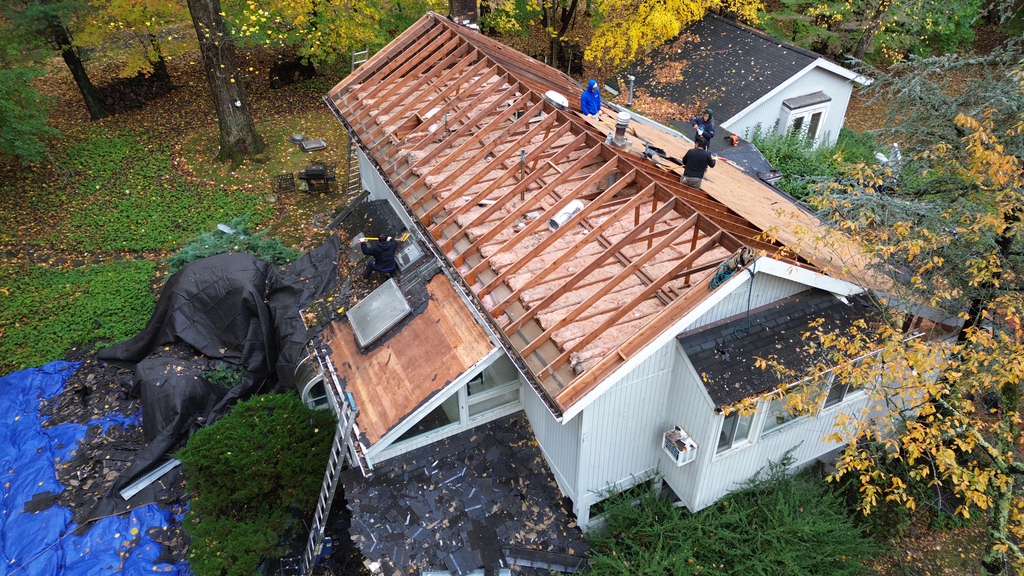 Roof installation in progress
